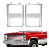 KUAFU Headlight Bezel Compatible with 1985-1988 Chevrolet C10 R10 Suburban Blazer GMC C1500 C2500 Truck Dual Headlight Lamp Covers Bezels Silvery Painted Left & Right Replacement for 15598727 15598728
