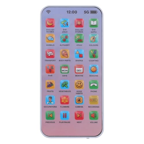Image of Play Craft EduPhone Educational Type-C Rechargeable Musical Toy 28 Functions, Alphabet, Numbers, Varnmala, Animal Sounds, Nursery Rhymes in English & Hindi for Age 2 Years to 10 Years