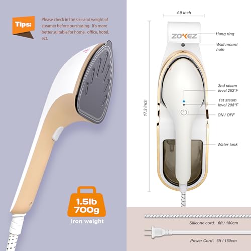 Handheld Steamer for Clothes, 1500W Extra Large Soleplate, 330ml Detachable Tank, 2-in-1 Horizontal & Vertical Use, Fabric Wrinkles Remover, No Water Leak and Auto-Off