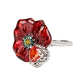 ❀ Exclusivamente diseño hermoso anillo de cóctel. Con este anillo de flores de rosa único, no hay duda de que eres la reina más atractiva.