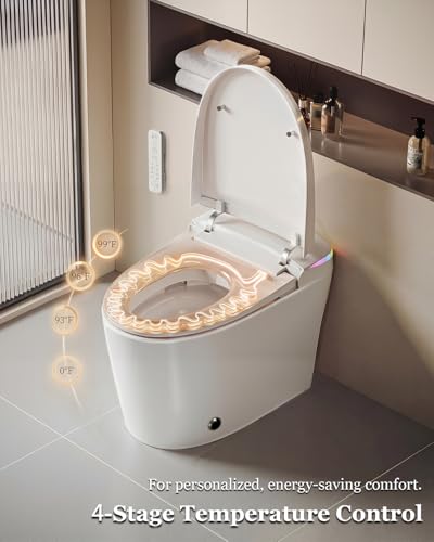 Image of TOTTE E6E Smart Toilet with Auto Open Close, Foam Dispenser, Elongated Heated Seat,Instant Warm Water&Dryer, Bidet Toilet with Tank Built in, Temp Display, Deodorization