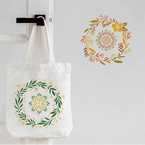 FINGERINSPIRE 5pcs Wreath Drawing Painting Stencils Templates 30x30cm Plastic Anadem Decoration Square Flower Stencils for Painting on Wood Floor - Image 4