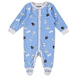 STAR WARS Baby Boys Mandalorian The Child Long-Sleeve Footed Sleeper - Baby Yoda Pajamas, Blue/Grey/Green, 6-9 Months