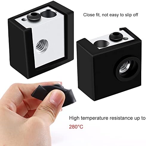 Creality Official 3D Printer Silicone Sock 3PCS 3D Printer Hotend Heater Block Cover Silicone Cover MK7/ 8/9 for Ender 3 Ender 3 Pro Ender 5 CR-10 10S S4 S5 Anet A8, 3D Printer Hotend Extruder (Black)