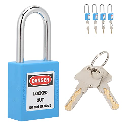 Bewinner 5 Juegos de Candados de Seguridad, Viga de Bloqueo de Acero de 1,5 Pulgadas con Llaves, Cuerpo de Nailon Aislado para Fabricación de Máquinas Industriales, Uso Químico y Energético (BLUE)