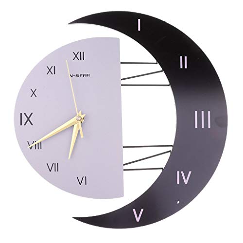Tubayia - Reloj de pared con forma de luna