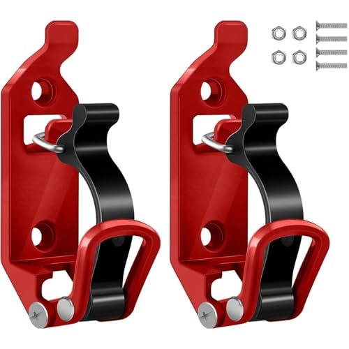 Roof Rack Wall Mount Brackets 4Sets Tool Fixing Brackets - Quick Release Clamp for Shovel/Ax (Wall Mount)(Red)