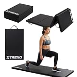 XTREXO Klappbare Gymnastikmatte – Turnmatte 4-teilig – Kunstleder & EPE-Schaumstoff – Faltbar mit Tragegriffen – Rutschfest für Training, Yoga & Kinderzimmer (Schwarz, 195 x 80 x 5 cm)