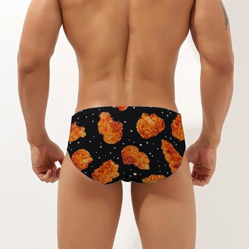 Fried Chicken Nuggets Mens Swim Briefs Quick Dry Swimming Trunks Training Swimsuit Low Rise Swimwear2