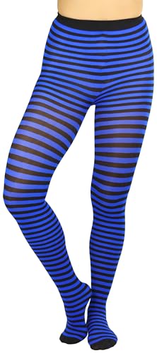 Image of ToBeInStyle Women's Thin Horizontal Stripe Opaque Tights Pantyhose - Regular or Plus