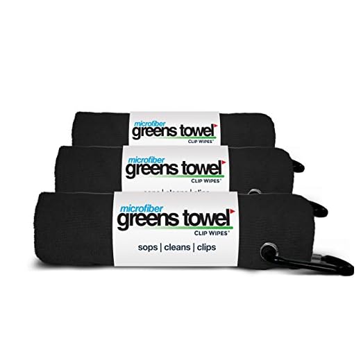 Greens Towel Black 3 Pack Golf Towel Set for Golf Bags with Clip, Plush Microfiber Nap Fabric, 16x16, The Original (Jet Black)