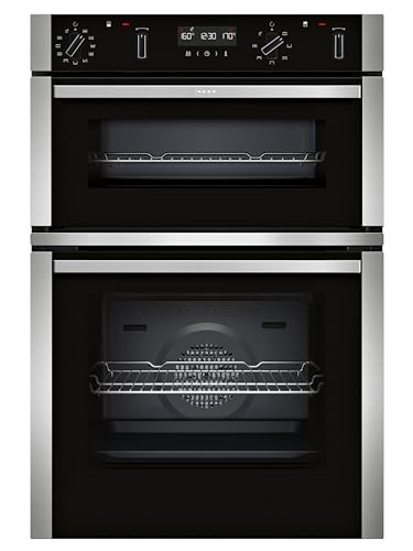 NEFF N50 U2ACM7HH0B Double Oven with Pyrolytic Self Cleaning, Wifi Enabled with Home Connect, Integrated, Stainless Steel, 88.8 x 59.4 x 55cm (H x W x D)