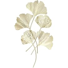 LIYJTK 3D Gold Metal Ginkgo Leaves Wall Decor Art for Home Decor, Large Decorative Hanging Sculpture Metal Minimalist Decor Art Hanging Home Decoration Accent Artworks for Living Room Bedroom House