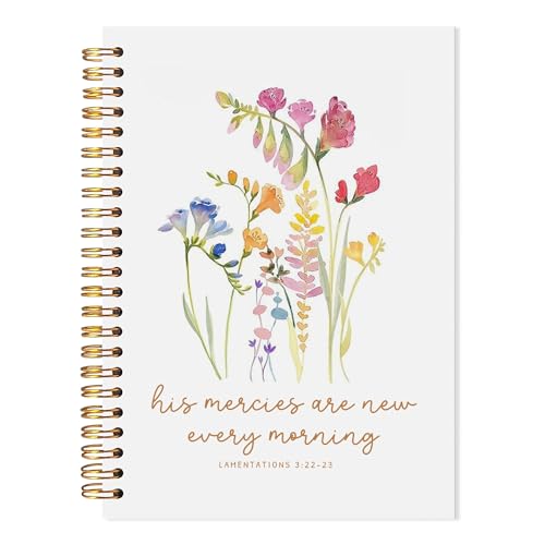 Carnet de prière religieuse avec verset biblique et spirale fleurs