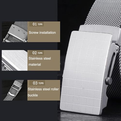 Simple Belt Stainless Steel Belts with Roller Buckle Men's Belts Ratchet Web Belt for Men Metal Braided Magnetic Belt Men3