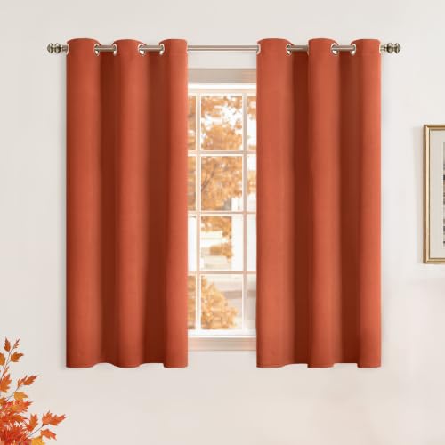 Image of YoungsTex Short Blackout Curtains 54 Inches Length- Burnt Orange Thermal Insulated Drapes with Grommet Room Darkening Privacy for Kitchen Bedroom Windows, 2 Panels, 42 x 54 Inch, Terracotta