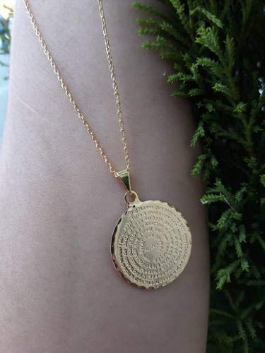 Colar Oração Pai Nosso Mandala Banhado à Ouro 18k