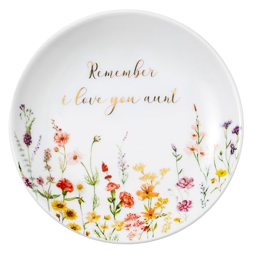 Crisky Jewelry Ring Dish for Aunt Birthday Gifts, Thinking of You Gift for Aunt from Niece, Best Antie Gift Ideas from Nephew for Thanksgiving Day Christmas Valentines (I Love You Aunt) Trinket Tray