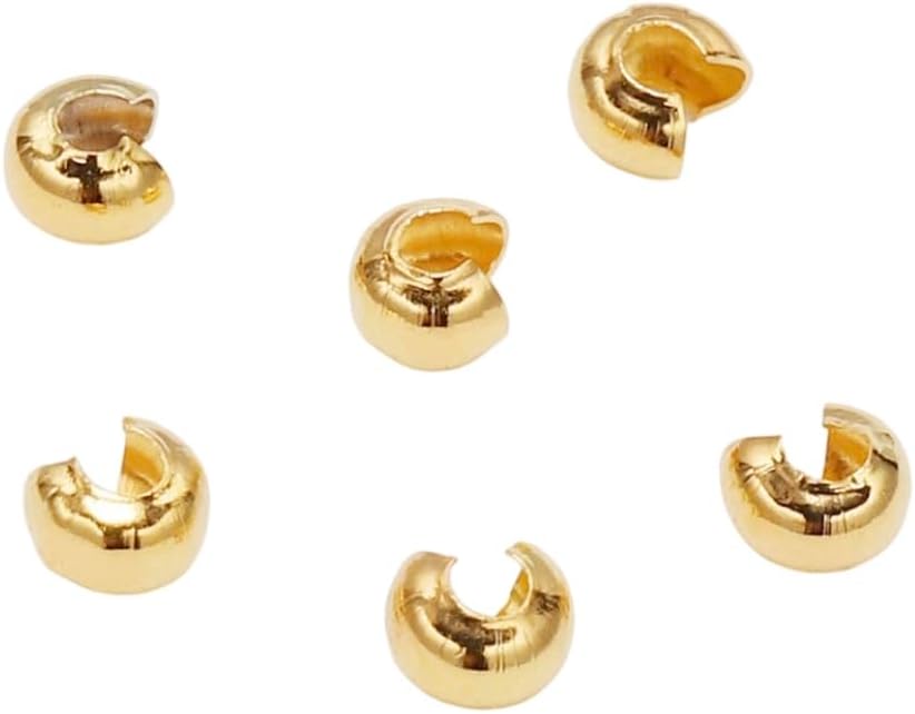 1Box 200pcs 4mm Crimp Beads Covers Half Round Open Crimp Beads Caps for DIY Jewelry Making (Gold) image 2