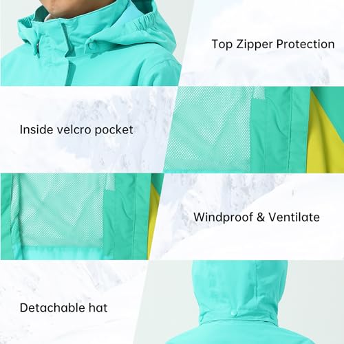 Image of YINGJIELIDE Boys Girls Waterproof Rain Jackets Kids Easy to Fold Windbreaker Lightweight Outdoor Hooded Raincoat