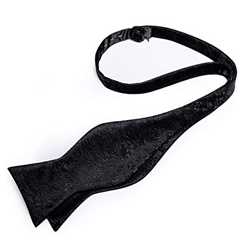 Image of DiBanGu Men Bow Tie Paisley Striped Self-Bow Tie for Men and Silk Woven Bowtie Pocket Square Cufflinks Wedding Party