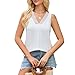 Quatrefox Womens Lace V Neck Tank Tops Summer Casual Sleeveless Loose Fit Basic T Shirts Fashion 2025 Beach Vacation Clothes White XXL