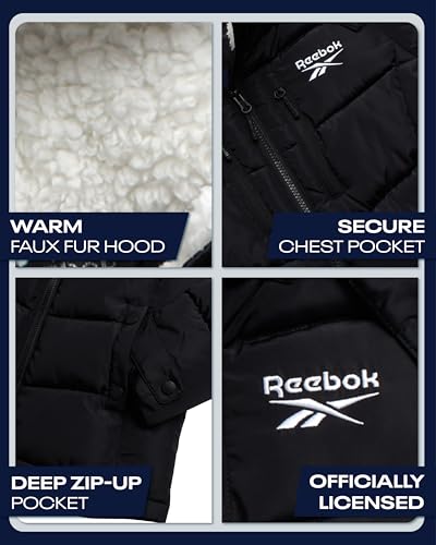 Reebok Girls Winter Coat - Heavyweight Quilted Girls Jacket Zip Up Weather Resistant Puffer Kids Winter Coat with Pockets3
