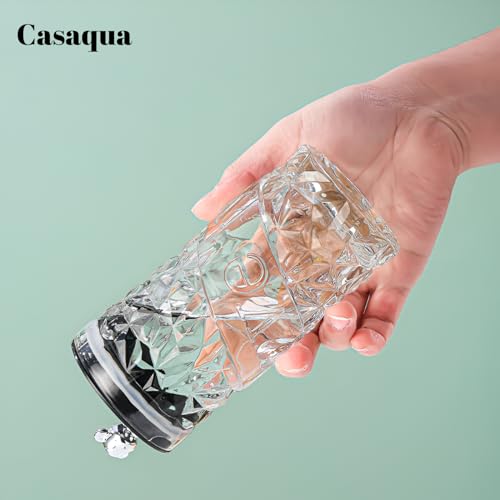 Image of Drinking Glasses Tumbler with Lid and Straw - 350ml, Set of 1, Diamond Cut Design, Beer Glass Sipper Bottle for Mojito Soda Smoothies Iced Coffee Cocktail Tea Juice (Receiving Random Color)