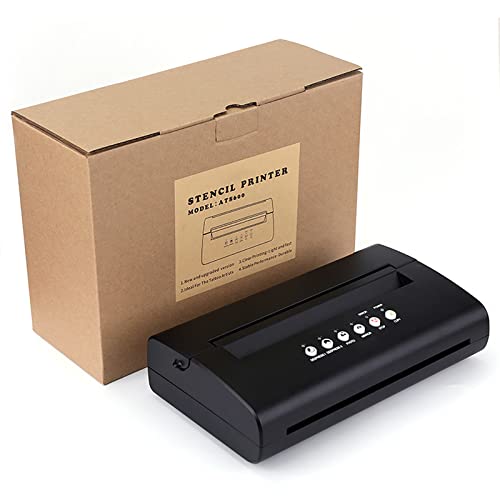 Impresora de copiadora de máquina de Plantilla de Transferencia de Tatuaje con 20 Piezas Kit de Tatuaje térmico de Papel de Transferencia Gratis Impresora de copiadora Negro
