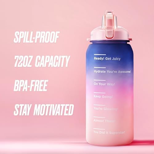 Juicy Couture "Motivate" Fashion Water Bottle - 74oz - Stylish Trendy Hydration Bottle in Purple, Hot Pink, Pink - Stay Fashionable and Hydrated On-the-Go! - Image 2