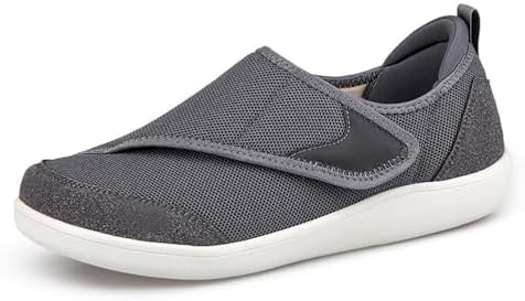 Hezeisoar Hausschuhe Damen Herren Diabetiker Schuhe | Extra Weit Leichte Walkingschuhe Senioren Rutschfest Atmungsaktive Klettverschluss Einstellbar Orthopädische Freizeitschuhe