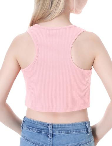 Image of EXARUS Girls Crop Tank Top Dance Hip Hop Outfits Cheer Cropped Top | Kids Tween Youth Summer Athletic Dance Convention Fitted Gymnastics Sleeveless Clothes