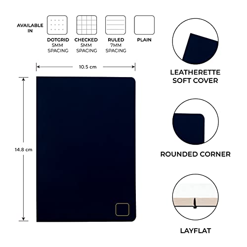 Image of NEORAH - A6 Notebook SOFT COVER | Journal REFILL | Unruled Notebook Journal | 110 GSM | 160 pages (Size 14.8 cm x 10.5 cm) Planner Journaling Writing Note Taking Diary -DARK BLUE