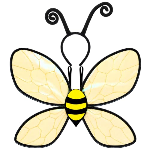 LOHZAQ Bee Wings for Adult Women with Antenna Headband
