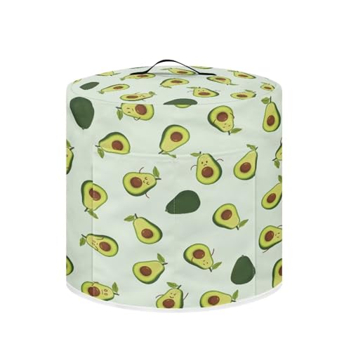 Image of 8-Quart Round Air Fryer Cover - Avocado Design Dust Protector with Top Top Handle and Accessory Storage Pocket | Fits Pressure Cooker, Rice Cooker, Crock Pot | Kitchen Decor
