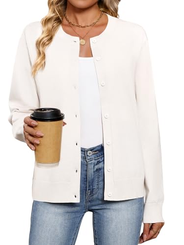 Women's Cardigan Sweaters Lightweight Crew Neck Button Down Long Sleeve Outfits Fall Fashion 2025 Clothing2