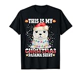 This Is My Christmas Pajama Water Seal Cute Santa Hat Lights T-Shirt
