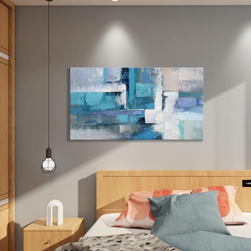 Image of AJAZIKO Blue Abstract Canvas Wall Art - Modern Wall Decor, Living Room & Office Decor, Artwork for Bedroom