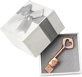 64GB USB Flash Drive with Gift Box, Heart Key Shaped Waterproof Pendrive USB Memory Stick, External Storage Romantic Gift