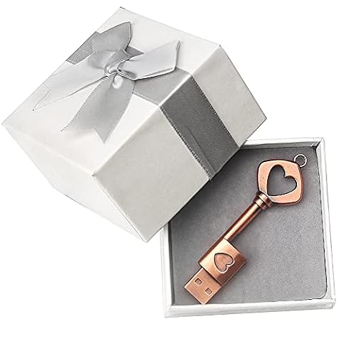 leizhan Klucz USB 32 GB z pudełkiem, klucz USB w kształcie retro metalowy dysk USB 2.0 Pen Drive, spersonalizowany prezent dla kobiet i mężczyzn, prezent na Walentynki, ślub, urodziny