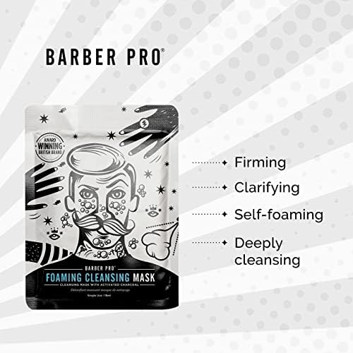 BARBER PRO Foaming Cleansing Mens Face Mask with Activated Charcoal | Deeply Cleansing, Firming, & Clarifying | Packed Full of Natural Ingredients | Face Masks Beauty | Face Care |
