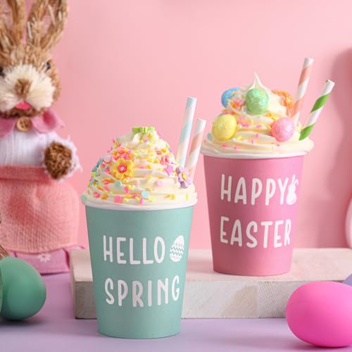 Tioncy 2 Pcs Easter Tiered Tray Decor with Faux Whipped