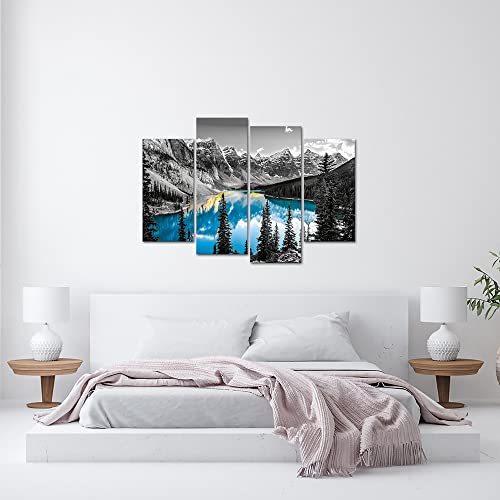 Vanseeing 4 Pieces Colorado Canvas Prints Wall Art Canada Moraine Lake And Rocky Mountain National Park Landscape Pictures Modern Canvas Painting Giclee Artwork Framed Poster For Living Room Home Decoration #TOP2