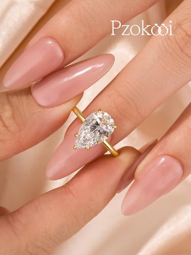 4.0ct Elongated Pear Shaped Engagement Ring for Women,925 Sterling Silver Simulated Diamond Solitaire Promise Ring for Wedding,Travel,Daily3