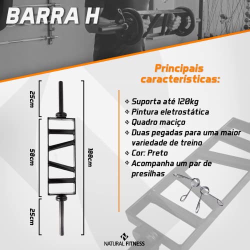 Barra H Para Academia Profissional Cross Musculação - PRETA