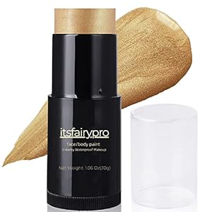 Itsfairypro 30g Metallic Gold Body Paint, Oil Creamy Face Paint High Pigment Sweat-proof Professional Skin Special Makeup For Festival Carnival Halloween SFX Eyeblack