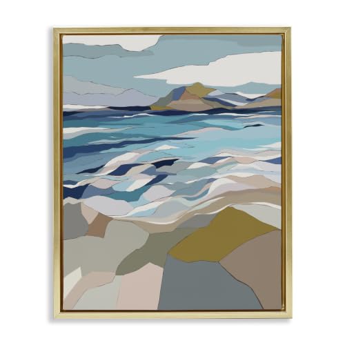 Rolling Beach Waves Abstract Shore, 16 x 20 Inch Canvas in Floater Frame