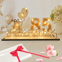 Seutgjie 85 Geburtstag Deko für Mann Frau Geldgeschenke mit LED Lichterkette Fliege und Geschenkpapier Holz Schild Gästebuch für 85 Jahre Porzellanhochzeit Jubiläum Tischdeko