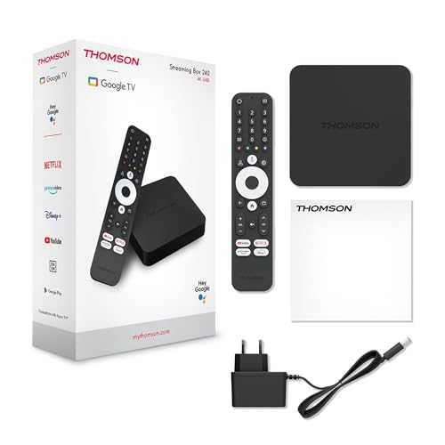 Thomson Streaming Box 240, 4K UHD, Google TV, Google Voice Control,WiFi, Googlecast Built-in