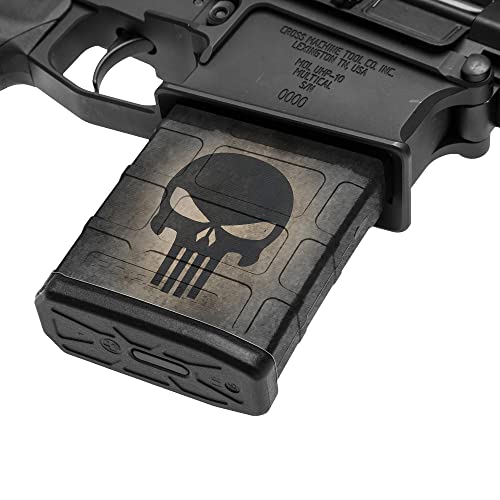 Gunskins Ar-10 Mag Skin - Premium Vinyl Mag Wrap With Precut Pieces - Easy To Install And Fits 20/25 Rd Magazines - 100% Waterproof Non-Reflective Matte Finish - Made In Usa - Gs Skull Black #TOP29